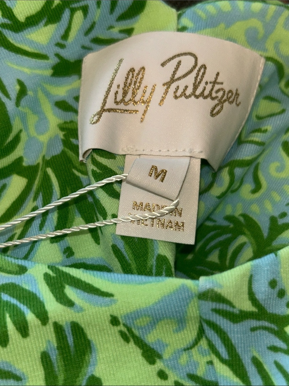 Lilly Pulitzer Lime Green and Light Blue Palm Print Dress - Picture 9 of 11